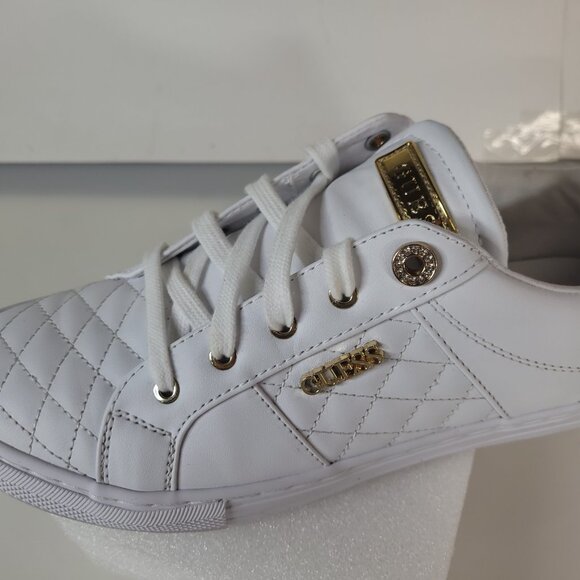 Women's GUESS GW Loven White Sneakers - Size 11M with Gold Accents - Picture 9 of 10